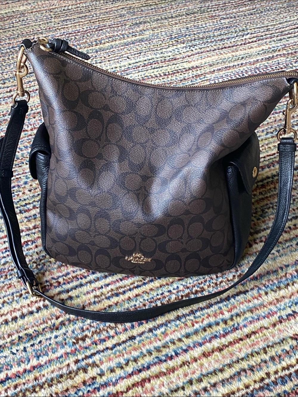 Coach Brown Signature Pennie Shoulder Bag